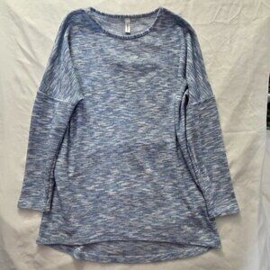 Soyaconcept Blue Marled Tunic Sweater | Lightweight Wool Blend Knit | Large